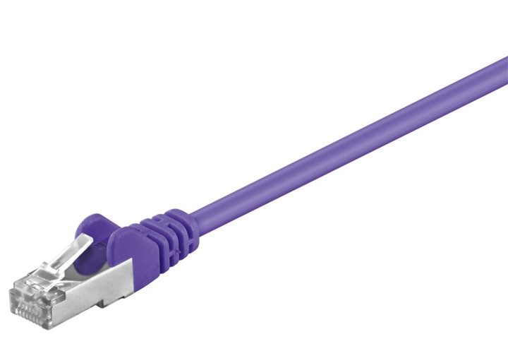 Goobay Patchkabel CAT 5e, SF/UTP, violett, 0,5 m kopparklädd aluminiumtråd (CCA) ryhmässä TIETOKOONET & TARVIKKEET / Kaapelit & Sovittimet / Verkko / Cat5e @ TP E-commerce Nordic AB (C39657)