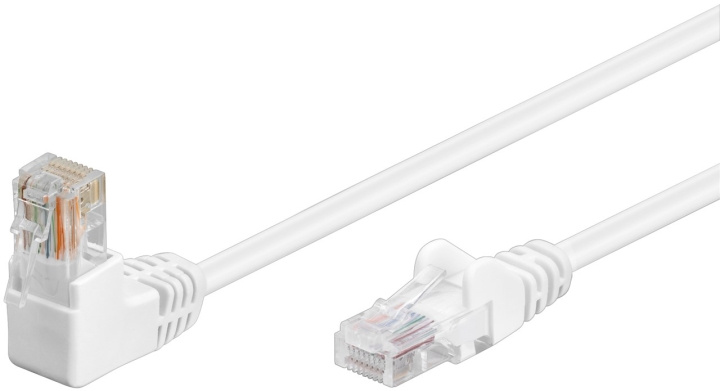 Goobay Patchkabel CAT 5e, 1x 90° vinklad, U/UTP, vit, 0,5 m kopparklädd aluminiumtråd (CCA), 1x RJ45-plugg 90 ° (8P8C) ryhmässä TIETOKOONET & TARVIKKEET / Kaapelit & Sovittimet / Verkko / Cat5e @ TP E-commerce Nordic AB (C39779)