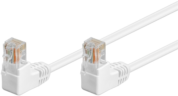 Goobay Patchkabel CAT 5e, 2x 90° vinklad, U/UTP, vit, 0,5 m kopparklädd aluminiumtråd (CCA), 2x RJ45-plugg 90 ° (8P8C) ryhmässä TIETOKOONET & TARVIKKEET / Kaapelit & Sovittimet / Verkko / Cat5e @ TP E-commerce Nordic AB (C40003)