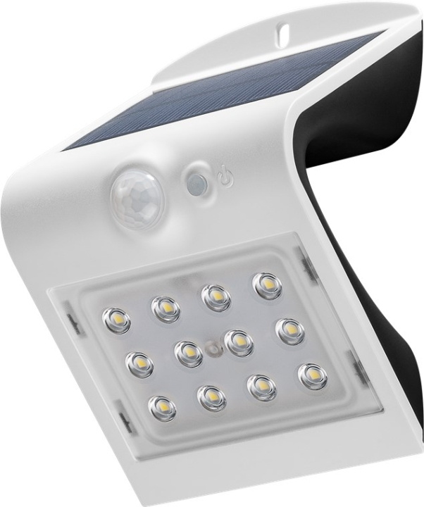 Goobay LED soldriven vägglampa med rörelsedetektor, 1,5 W neutral vit belysning för husingångar, garageportar och trappor