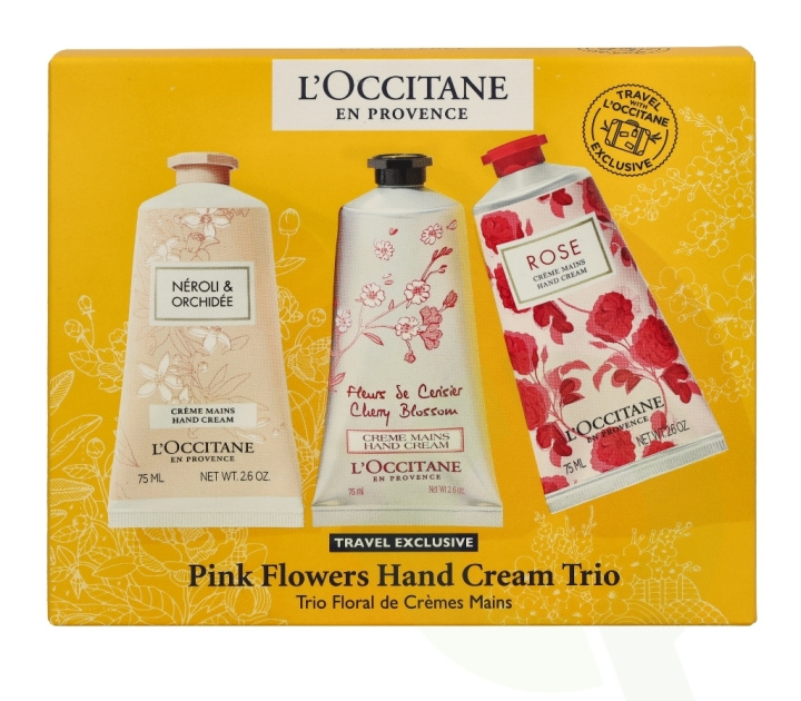 L\'Occitane Pink Flowers Hand Cream Trio Set 225 ml ryhmässä KAUNEUS JA TERVEYS / Manikyyri/Pedikyyri / Käsirasva @ TP E-commerce Nordic AB (C40709)