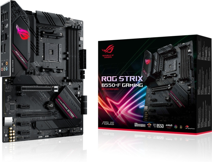 Asus ROG STRIX B550-F GAMING AM4 ATX-emolevy ryhmässä TIETOKOONET & TARVIKKEET / Tietokoneen komponentit / Emolevyt @ TP E-commerce Nordic AB (C41028)