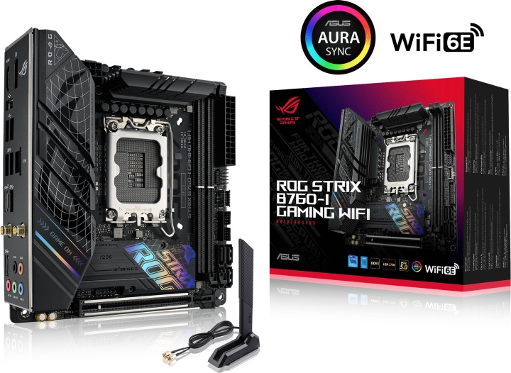 Asus ROG STRIX B760-I GAMING WIFI Mini-ITX -emolevy ryhmässä TIETOKOONET & TARVIKKEET / Tietokoneen komponentit / Emolevyt @ TP E-commerce Nordic AB (C41107)