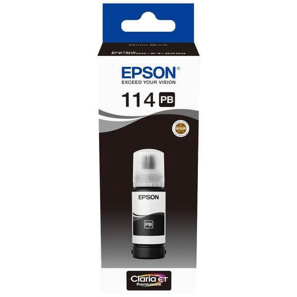 Epson Ink C13T07B140 114 Photo Black Ecotank ryhmässä TIETOKOONET & TARVIKKEET / Tulostimet & Tarvikkeet / Musteet ja väriaineet / Mustepatruunat / Epson @ TP E-commerce Nordic AB (C42034)