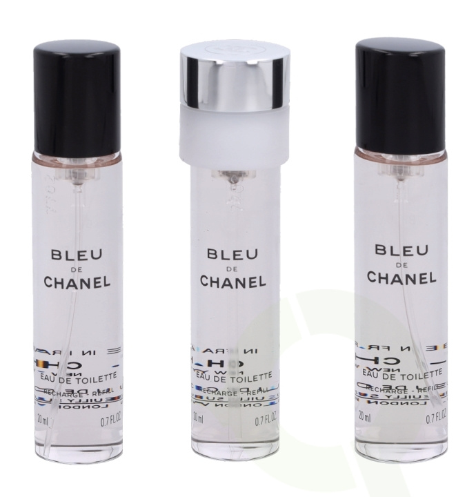 Chanel Bleu De Chanel Pour Homme Giftset 60 ml, 3x Edt Spray Refill 20ml - Twist and Spray - Travel Sprays ryhmässä KAUNEUS JA TERVEYS / Lahjapakkaukset / Miesten lahjapakkaukset @ TP E-commerce Nordic AB (C42432)