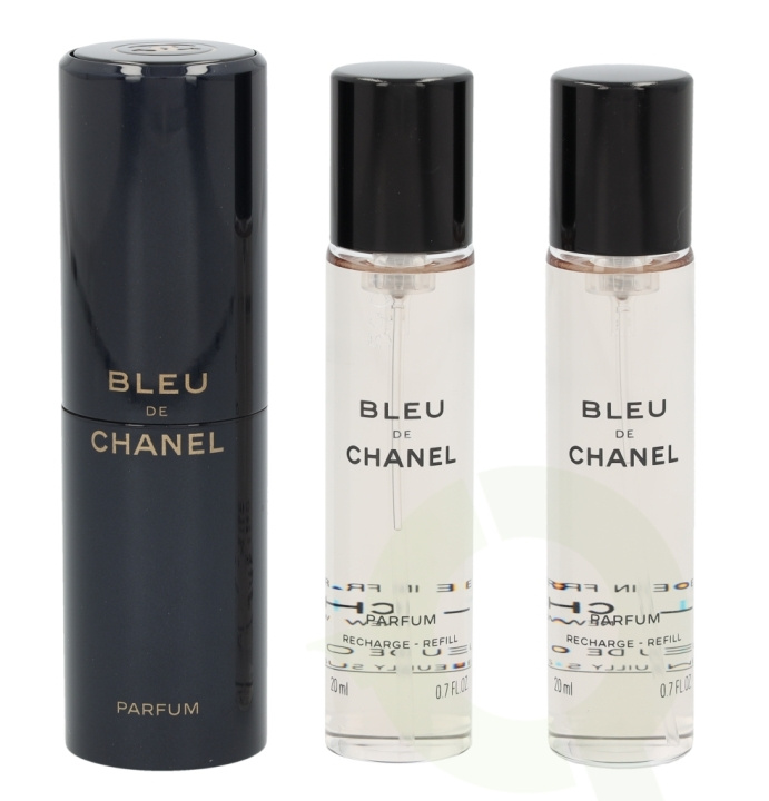 Chanel Bleu De Chanel Pour Homme Giftset 60 ml, 3x Edt Spray 20ml - Twist and Spray - Travel Sprays ryhmässä KAUNEUS JA TERVEYS / Lahjapakkaukset / Miesten lahjapakkaukset @ TP E-commerce Nordic AB (C42436)