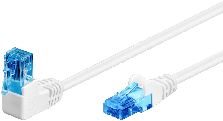 Goobay Patchkabel CAT 6A, 1x 90° vinklad, U/UTP, vit kopparklädd aluminiumtråd (CCA), snäpplås på toppen ryhmässä TIETOKOONET & TARVIKKEET / Kaapelit & Sovittimet / Verkko / Cat6 @ TP E-commerce Nordic AB (C42766)