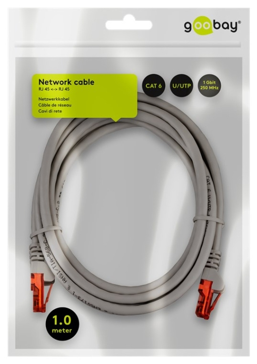 Goobay CAT 6 patchkabel, U/UTP, grå kopparklädd aluminiumtråd (CCA) ryhmässä TIETOKOONET & TARVIKKEET / Kaapelit & Sovittimet / Verkko / Cat6 @ TP E-commerce Nordic AB (C43464)