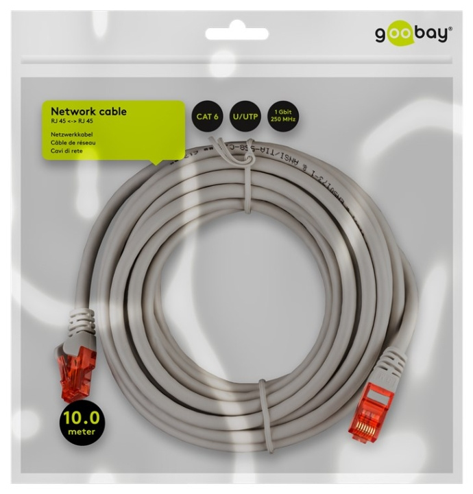 Goobay CAT 6 patchkabel, U/UTP, grå kopparklädd aluminiumtråd (CCA) ryhmässä TIETOKOONET & TARVIKKEET / Kaapelit & Sovittimet / Verkko / Cat6 @ TP E-commerce Nordic AB (C43468)