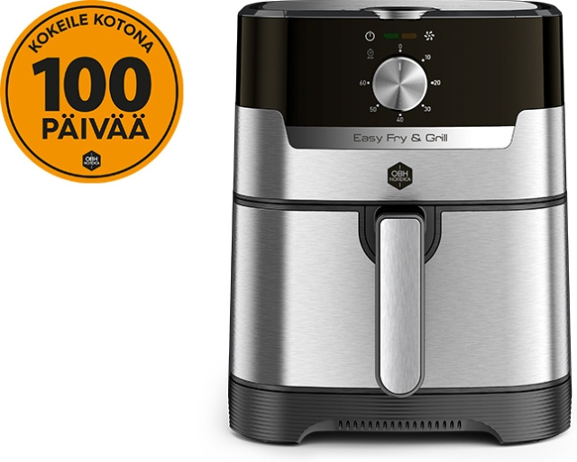 OBH Nordica Easy Fry & Grill Classic+ 2-in-1 -airfryer, teräs ryhmässä KOTI, TALOUS JA PUUTARHA / Kodinkoneet / Airfryers ja rasvakeittimet @ TP E-commerce Nordic AB (C43780)