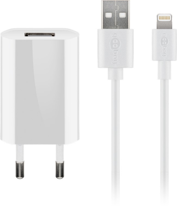 Goobay Apple Lightning laddningssats (5 W) Strömförsörjning med Apple Lightning-kabel 1 m (vit) ryhmässä ÄLYPUHELIMET JA TABLETIT / Laturit & Kaapelit / Seinälaturi / Seinälatruri Lightning @ TP E-commerce Nordic AB (C43977)