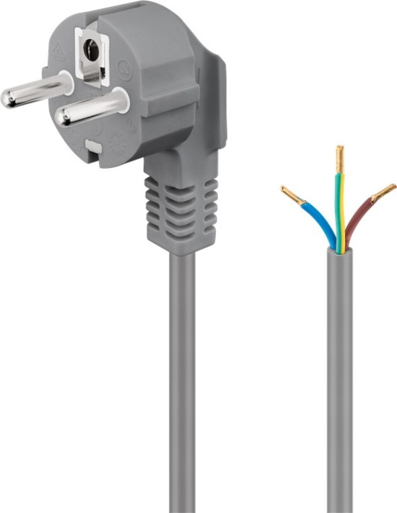 Goobay Skyddskontaktkabel vinklad för montering, 2 m, grå stickkontakt med skyddsjord (typ F, CEE 7/7) > lösa kabeländar ryhmässä KOTI, TALOUS JA PUUTARHA / Sähkö & Valaistus / Sähköasennus / Tarvikkeet @ TP E-commerce Nordic AB (C44016)