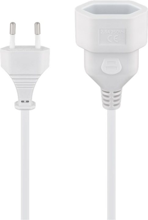 Goobay Förlängningskabel Europlug, 3 m, vit Europlug (typ C, CEE 7/16) > Europeiskt uttag ryhmässä KOTI, TALOUS JA PUUTARHA / Sähkö & Valaistus / Jatkojohdot @ TP E-commerce Nordic AB (C44022)