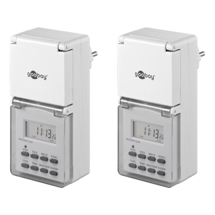 Goobay Set med 2, digital timer IP44 Lättanvänd digital timer ryhmässä KOTI, TALOUS JA PUUTARHA / Sähkö & Valaistus / Ajastin @ TP E-commerce Nordic AB (C44050)