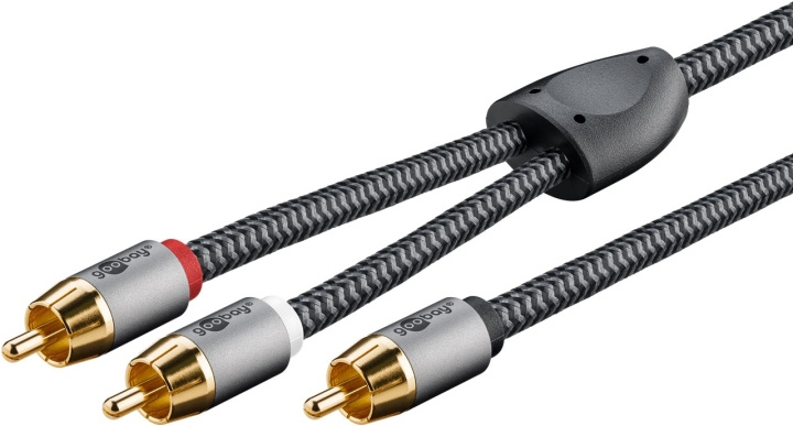 Goobay RCA-jakaja, 5 m, Sharkskin Harmaa Cinch-liitin (bassokaiutin, keskiosa) > 2x Cinch-liitin (bassokaiutin) ryhmässä KODINELEKTRONIIKKA / Kaapelit & Sovittimet / RCA / Kaapelit @ TP E-commerce Nordic AB (C44132)