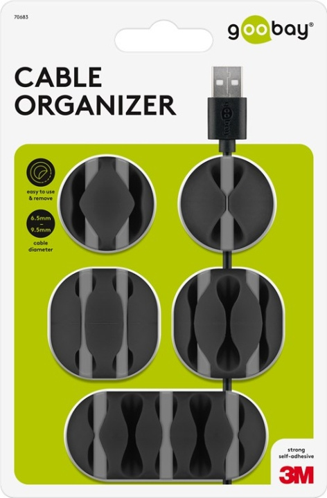 Goobay Kabelhanteringssats, svart 5-pack för att ordna och fästa, avtagbar ryhmässä KODINELEKTRONIIKKA / Kaapelit & Sovittimet / Kaapelinhallinta @ TP E-commerce Nordic AB (C44157)