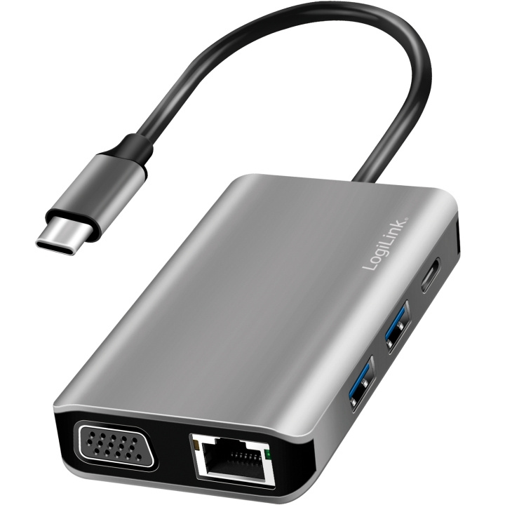 LogiLink USB-C-dockningsstation 7-i-1 HDMI/VGA/RJ45/USB-C 100W PD ryhmässä TIETOKOONET & TARVIKKEET / Kannettavat tietokoneet & tarvikkeet / Telakka @ TP E-commerce Nordic AB (C44266)