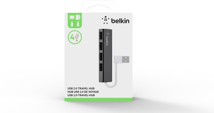 Belkin 4-Port Slim Travel USB Hub -4-porttinen USB 2.0-hubi, musta ryhmässä TIETOKOONET & TARVIKKEET / Tietokonetarvikkeet / USB-telakat @ TP E-commerce Nordic AB (C44457)