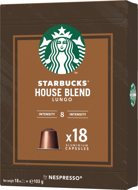 Starbucks Nespresso House Blend -kahvikapseli, 18 kaps, 103g ryhmässä KOTI, TALOUS JA PUUTARHA / Kodinkoneet / Kahvikoneet ja tarvikkeet / Kahvikapselit @ TP E-commerce Nordic AB (C44513)
