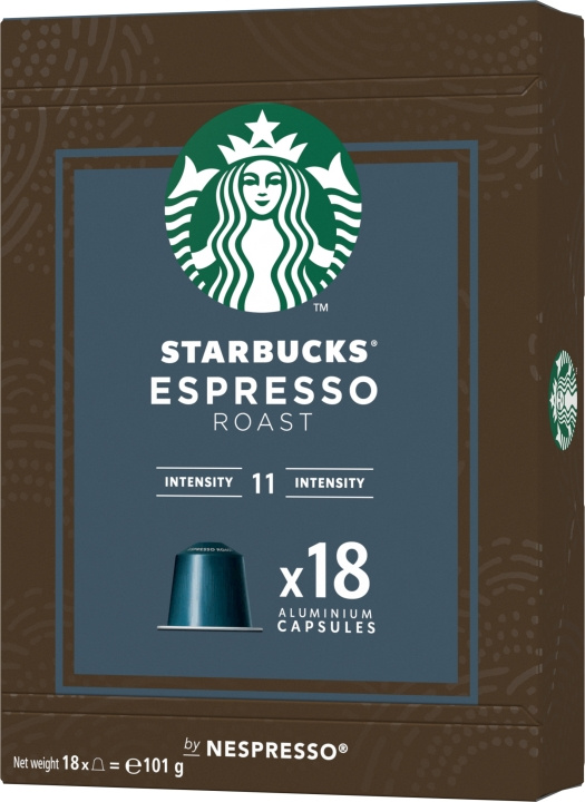 Starbucks Nespresso Espresso Roast -kahvikapseli, 18 kaps. 103g ryhmässä KOTI, TALOUS JA PUUTARHA / Kodinkoneet / Kahvikoneet ja tarvikkeet / Kahvikapselit @ TP E-commerce Nordic AB (C44514)