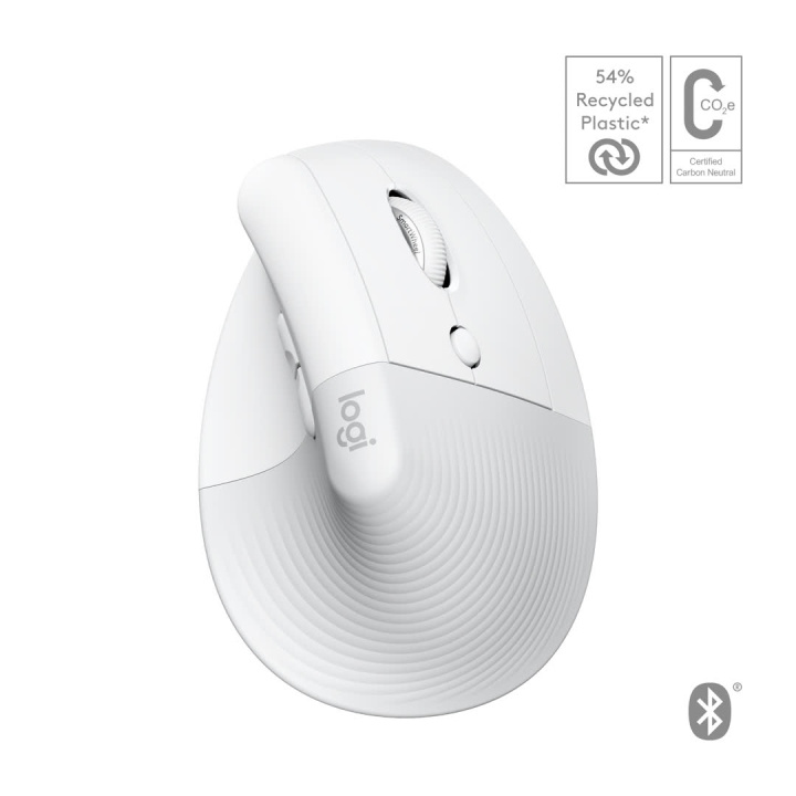 Logitech Lift for Mac Vertical Ergonomic Mouse, Off-White/Pa ryhmässä TIETOKOONET & TARVIKKEET / Hiiret & Näppäimistöt / Hiiret / Langattomat @ TP E-commerce Nordic AB (C44937)