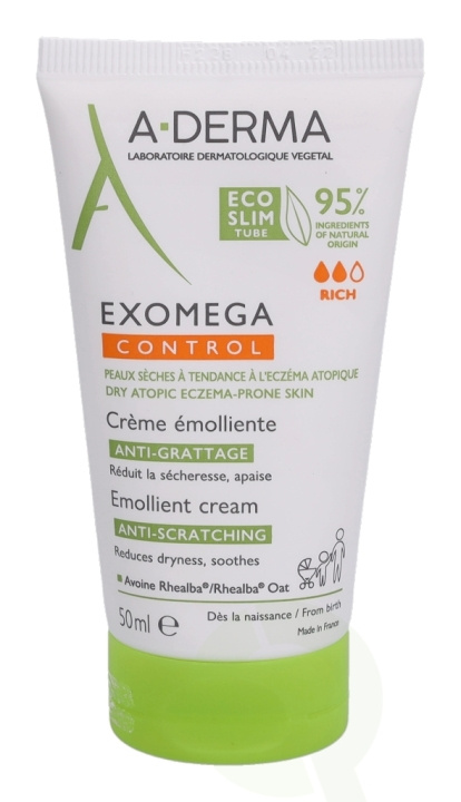 A-Derma Exomega Control Emollient Cream 50 ml ryhmässä KAUNEUS JA TERVEYS / Ihonhoito / Kehon hoito / Vartalovoide @ TP E-commerce Nordic AB (C45859)
