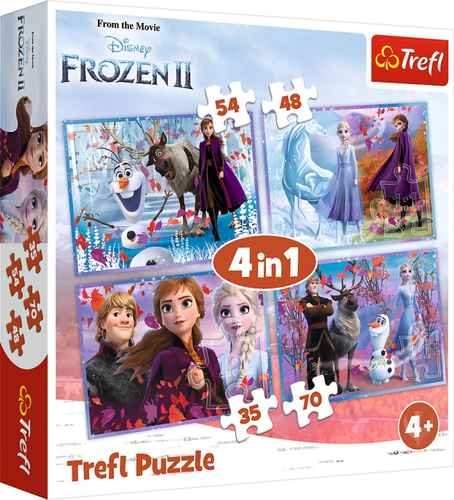 Trefl Frozen 2, 4 in 1 -palapeli, 35+48+54+70 palaa ryhmässä LELUT, TUOTTEET LAPSILLE JA VAUVOILLE / Leikkikalut, Askartelu &Pelit / Palapelit @ TP E-commerce Nordic AB (C46756)