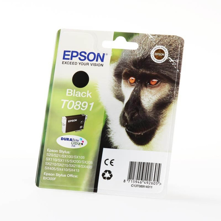 Epson Bläck C13T08914011 T0891 Svart, Apa ryhmässä TIETOKOONET & TARVIKKEET / Tulostimet & Tarvikkeet / Musteet ja väriaineet / Mustepatruunat / Epson @ TP E-commerce Nordic AB (C47097)