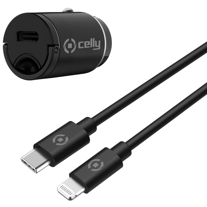 Celly Billaddare Mini USB-C PD 20W + USB-C till Lightning-kabel ryhmässä ÄLYPUHELIMET JA TABLETIT / Laturit & Kaapelit / Autolaturi / Autolaturi Tyyppi C @ TP E-commerce Nordic AB (C47163)