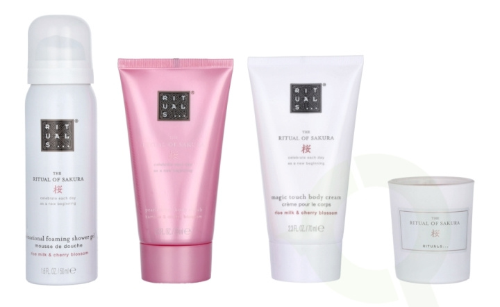 Rituals Sakura Set 215 ml Body Scrub Cream 70ml/Scented Candle 25gr/Body Cream 70ml/Foaming Shower Gel 50ml ryhmässä KAUNEUS JA TERVEYS / Lahjapakkaukset / Naisten lahjapakkaukset @ TP E-commerce Nordic AB (C47448)