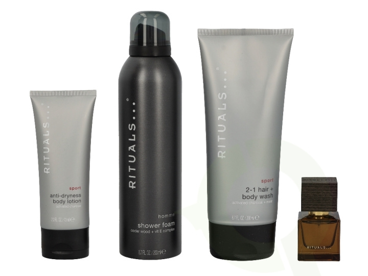 Rituals Homme Set 485 ml Edp Spray 15ml/Foaming Shower Gel 200ml/Shampoo 200ml/Body Lotion 70ml ryhmässä KAUNEUS JA TERVEYS / Lahjapakkaukset / Miesten lahjapakkaukset @ TP E-commerce Nordic AB (C47590)