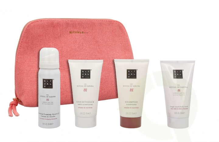 Rituals Sakura Set 260 ml Vartalovoide 70ml/Hoitoaine 70ml/Shampoo 70ml/Suihkugeeli 50ml/Pussi ryhmässä KAUNEUS JA TERVEYS / Lahjapakkaukset / Naisten lahjapakkaukset @ TP E-commerce Nordic AB (C47617)