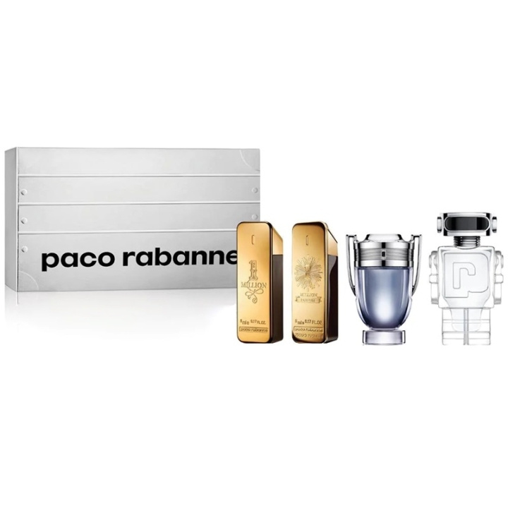 Paco Rabanne Giftset 1 Million Edt 5ml + 1 Million Parfum 5ml + Invictus Edt 5ml + Phantom Edt 5ml ryhmässä KAUNEUS JA TERVEYS / Lahjapakkaukset / Miesten lahjapakkaukset @ TP E-commerce Nordic AB (C47671)