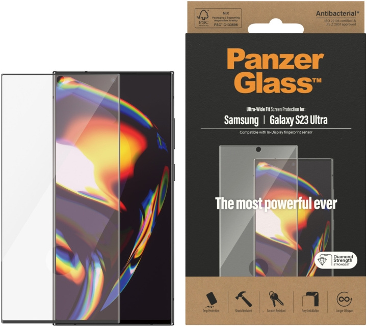 PanzerGlass lasikalvo, Samsung Galaxy S23 Ultra ryhmässä ÄLYPUHELIMET JA TABLETIT / Puhelimen suojakotelo / Samsung @ TP E-commerce Nordic AB (C47918)