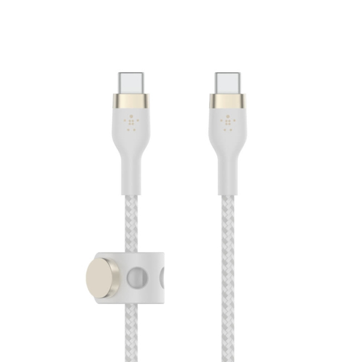 Belkin BOOST CHARGE USB-C to USB-C 2.0 Braided Silicon, 1m, White ryhmässä TIETOKOONET & TARVIKKEET / Kaapelit & Sovittimet / USB / USB-C @ TP E-commerce Nordic AB (C48195)