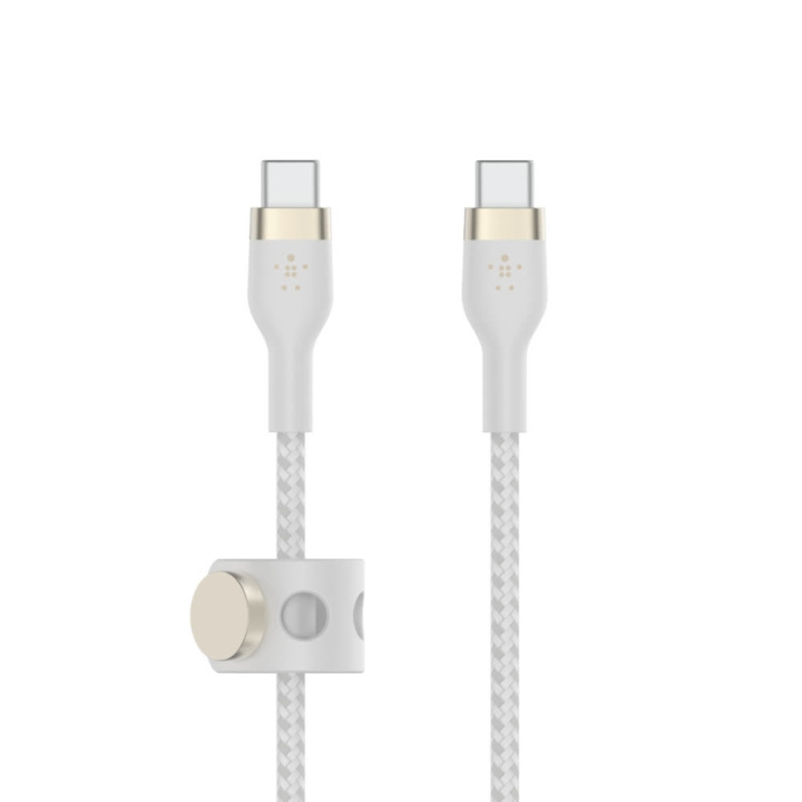 Belkin BOOST CHARGE USB-C to USB-C 2.0 Braided Silicon, 2m, White ryhmässä TIETOKOONET & TARVIKKEET / Kaapelit & Sovittimet / USB / USB-C @ TP E-commerce Nordic AB (C48198)