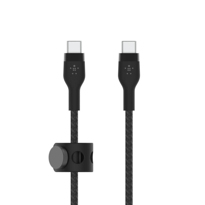 Belkin BOOST CHARGE USB-C to USB-C 2.0 Braided Silicon, 3m, Black ryhmässä TIETOKOONET & TARVIKKEET / Kaapelit & Sovittimet / USB / USB-C @ TP E-commerce Nordic AB (C48199)