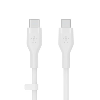 Belkin BOOST CHARGE USB-C to USB-C Silicone Cable 3M, White ryhmässä TIETOKOONET & TARVIKKEET / Kaapelit & Sovittimet / USB / USB-C @ TP E-commerce Nordic AB (C48202)