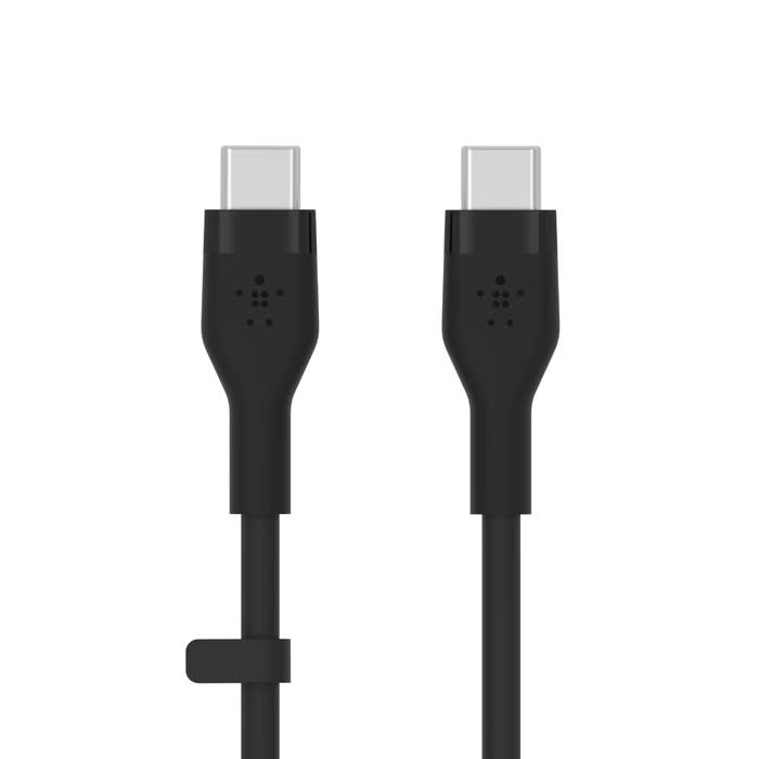 Belkin BOOST CHARGE USB-C to USB-C 2.0 Silicon, 2M, Black ryhmässä TIETOKOONET & TARVIKKEET / Kaapelit & Sovittimet / USB / USB-C @ TP E-commerce Nordic AB (C48203)