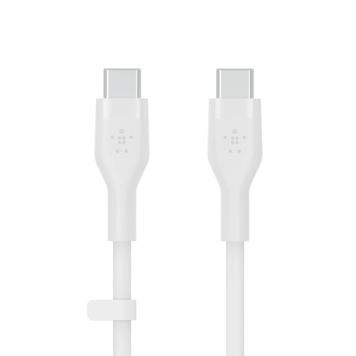 Belkin BOOST CHARGE USB-C to USB-C 2.0 Silicon, 2M, White ryhmässä TIETOKOONET & TARVIKKEET / Kaapelit & Sovittimet / USB / USB-C @ TP E-commerce Nordic AB (C48204)