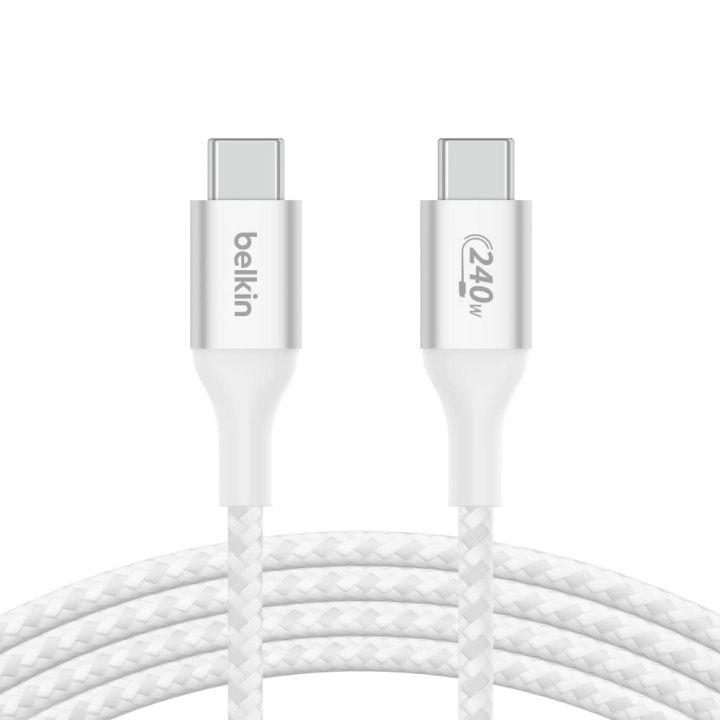 Belkin BOOST CHARGE 240W USB-C to USB-C Cable, 1m, White ryhmässä TIETOKOONET & TARVIKKEET / Kaapelit & Sovittimet / USB / USB-C @ TP E-commerce Nordic AB (C48207)