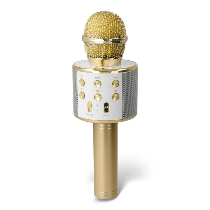 Forever Bluetooth microphone with speaker BMS-300 Lite gold ryhmässä KODINELEKTRONIIKKA / Ääni & Kuva / Kädessä pidettävät mikrofonit @ TP E-commerce Nordic AB (C48658)