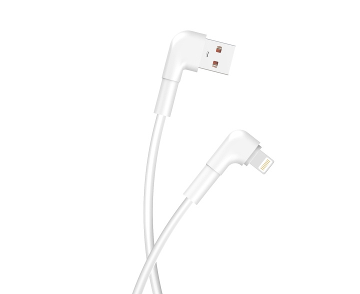 Maxlife MXUC-09 angle cable USB - Lightning 1,0 m 2,4A white ryhmässä ÄLYPUHELIMET JA TABLETIT / Laturit & Kaapelit / Kaapelit / Lightning kaapelit @ TP E-commerce Nordic AB (C48662)