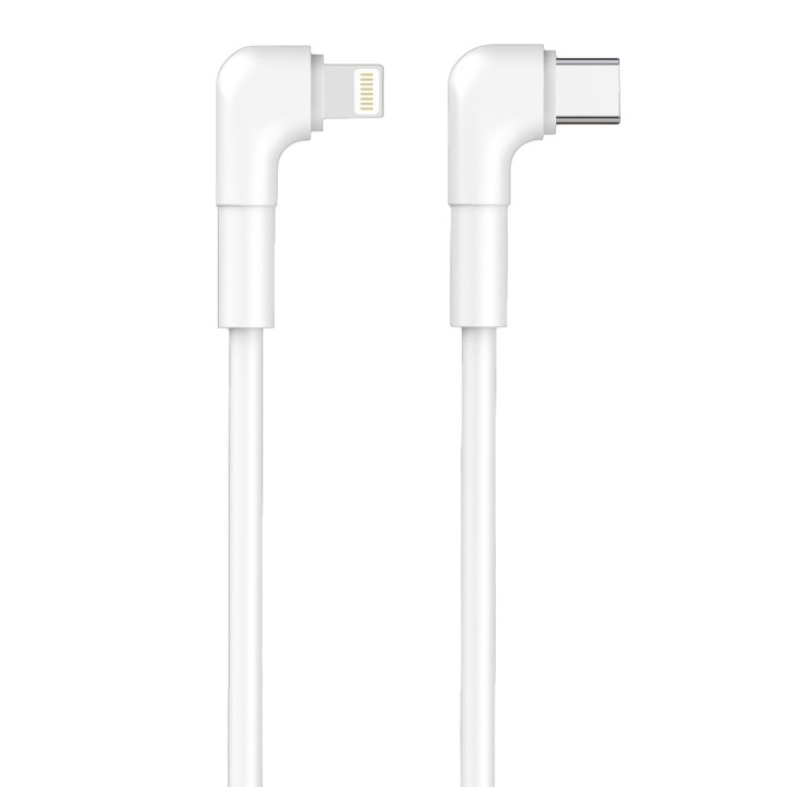 Maxlife MXUC-09 angle cable USB-C - Lightning 1,0 m 27W white ryhmässä ÄLYPUHELIMET JA TABLETIT / Laturit & Kaapelit / Kaapelit / Lightning kaapelit @ TP E-commerce Nordic AB (C48664)