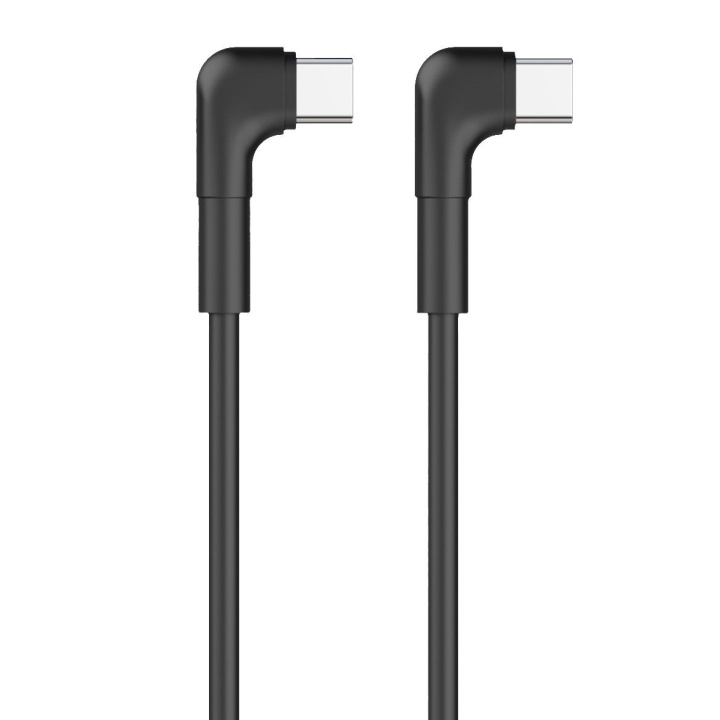 Maxlife MXUC-09 angle cable USB-C - USB-C 1,0 m 60W black ryhmässä ÄLYPUHELIMET JA TABLETIT / Laturit & Kaapelit / Kaapelit / Tyyppi C -kaapelit @ TP E-commerce Nordic AB (C48665)