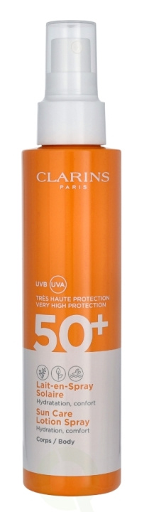 Clarins Sun Care Lotion Spray Body SPF50+ 150 ml Hydration Comfort - For All Skin Types ryhmässä KAUNEUS JA TERVEYS / Ihonhoito / Rusketus / Aurinkosuoja @ TP E-commerce Nordic AB (C48894)