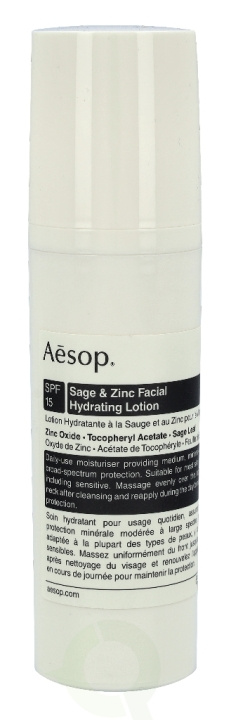 AESOP Sage & Zinc Facial Hydrating Lotion SPF15 50 ml ryhmässä KAUNEUS JA TERVEYS / Ihonhoito / Kasvot / Kasvovoide @ TP E-commerce Nordic AB (C49368)