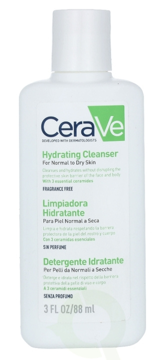 Cerave Hydrating Cleanser 88 ml For Normal To Dry Skin ryhmässä KAUNEUS JA TERVEYS / Ihonhoito / Kasvot / Puhdistus @ TP E-commerce Nordic AB (C49601)