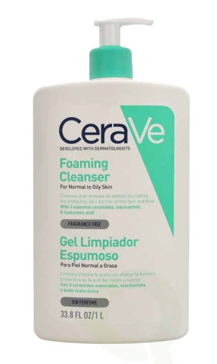Cerave Foaming Cleanser w/Pump 1000 ml For Normal To Oily Skin ryhmässä KAUNEUS JA TERVEYS / Ihonhoito / Kasvot / Puhdistus @ TP E-commerce Nordic AB (C49621)