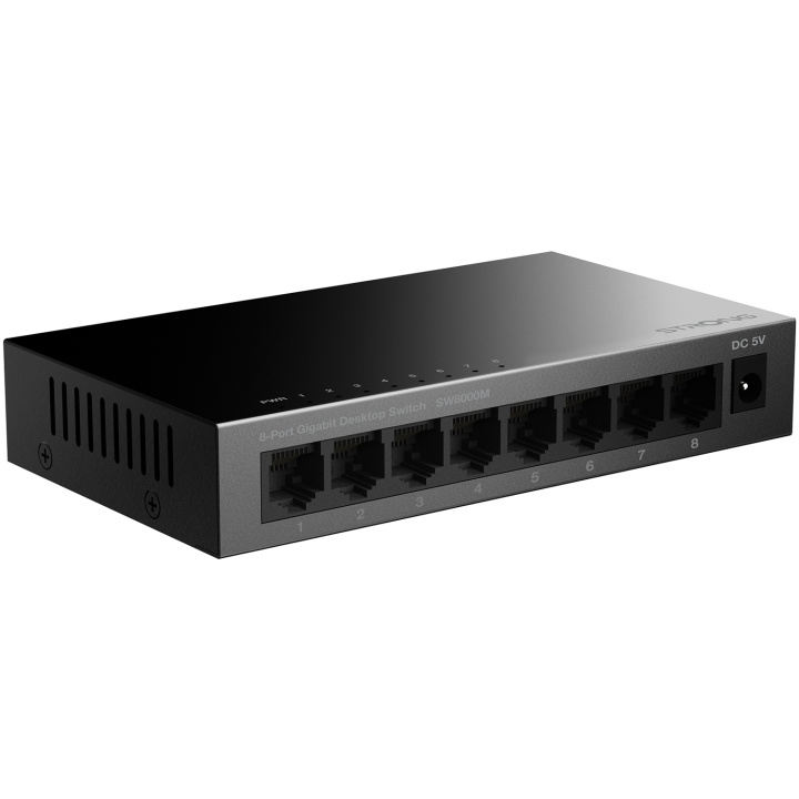 Strong 8-port Gigabitswitch Metall Svart ryhmässä TIETOKOONET & TARVIKKEET / Verkko / Kytkimet / 10/100/1000Mbps @ TP E-commerce Nordic AB (C49975)